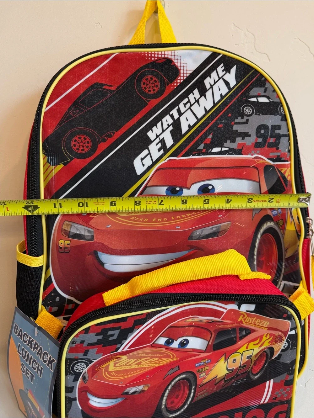 DISNEY Lightning McQueen Cars Backpack & Insulated Lunch Bag Set